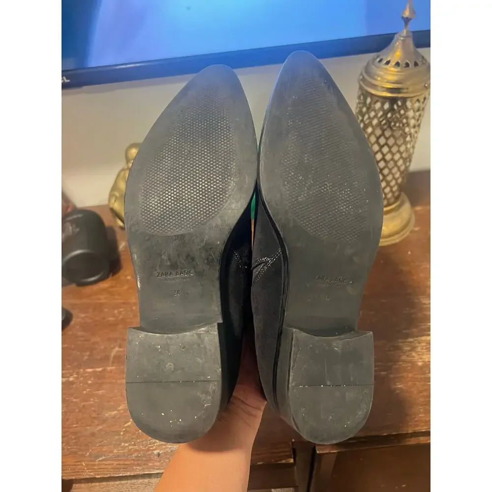 ZARA Western Suede Black Booties 7 Festival Boho